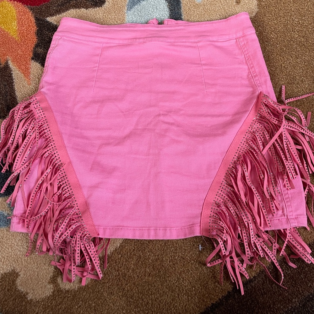 Pink Fringe Skirt